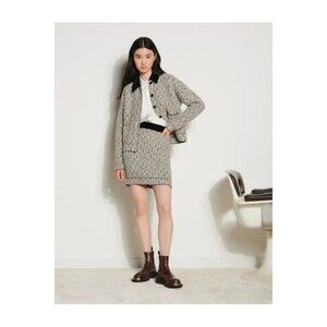 NWT Sandro Short Jacquard Knit Skirt Black Size 4